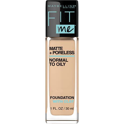 Maybelline Fit Me Matte + Poreless Liquid Foundation Makeup, Natural Beige, 1 fl; oz; Oil-Free Foundation