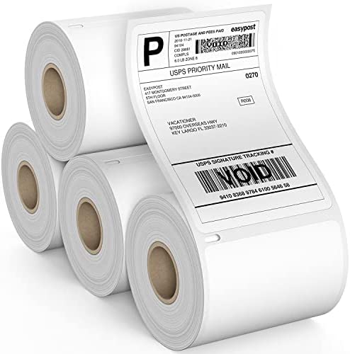 Dasher Products Shipping Labels Compatible with Dymo LabelWriter 4XL 1744907 4×6 Thermal Postage Labels, Water & Grease Resistant, Ultra Strong Adhesive, Perforated, BPA Free, 220 Labels/Roll (4 Pack)