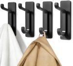 pickpiff Wall Hooks for Coat and Towel: 13LB Strong Adhesive Door Hanger Stick on, Black 4 Pack